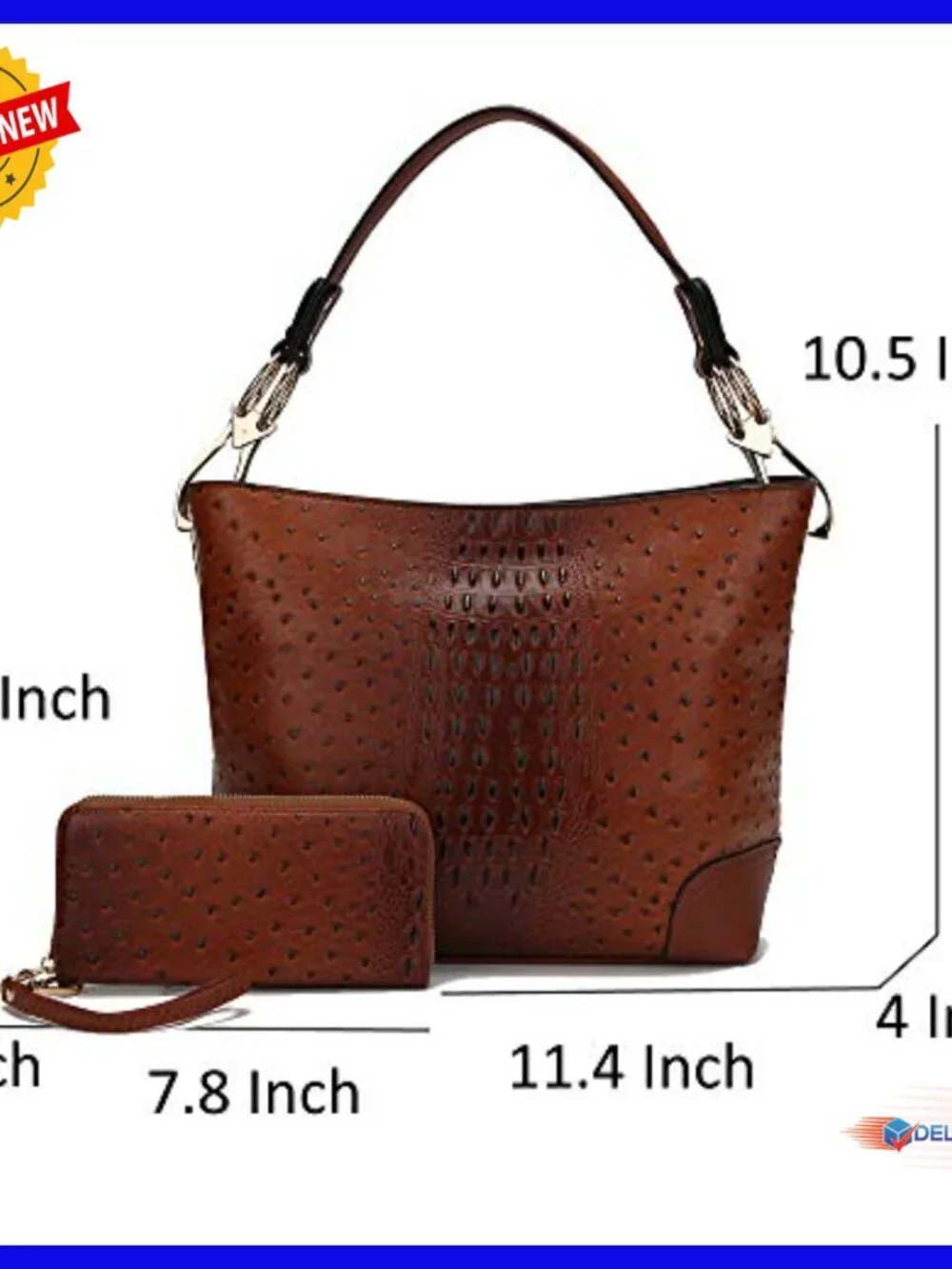 Large Vegan Leather Hobo Bag with Wristlet Wallet Set for Women
